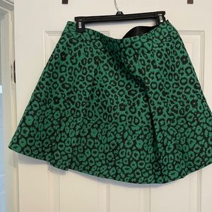 Leopard Print Pleated Skirt